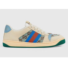 Load image into Gallery viewer, Gucci Unisex Screener Sneaker Crystals Brown Blue GG Canvas 3.6 cm Heel