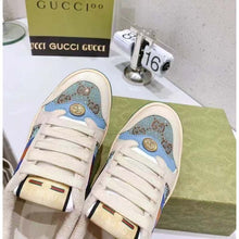 Load image into Gallery viewer, Gucci Unisex Screener Sneaker Crystals Brown Blue GG Canvas 3.6 cm Heel