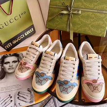 Load image into Gallery viewer, Gucci Unisex Screener Sneaker Crystals Brown Blue GG Canvas 3.6 cm Heel