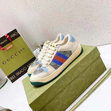 Load image into Gallery viewer, Gucci Unisex Screener Sneaker Crystals Brown Blue GG Canvas 3.6 cm Heel