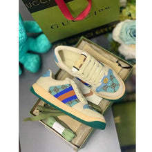 Load image into Gallery viewer, Gucci Unisex Screener Sneaker Crystals Brown Blue GG Canvas 3.6 cm Heel