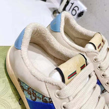 Load image into Gallery viewer, Gucci Unisex Screener Sneaker Crystals Brown Blue GG Canvas 3.6 cm Heel
