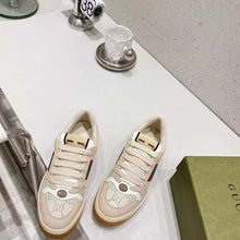 Load image into Gallery viewer, Gucci Unisex Screener Sneaker Pink Green Web Cream Scrap Less Leather