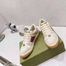 Load image into Gallery viewer, Gucci Unisex Screener Sneaker Pink Green Web Cream Scrap Less Leather
