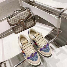 Load image into Gallery viewer, Gucci Unisex Screener Sneaker Purple Red Web Cream Scrap Less Leather
