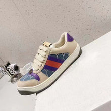 Load image into Gallery viewer, Gucci Unisex Screener Sneaker Purple Red Web Cream Scrap Less Leather