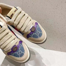 Load image into Gallery viewer, Gucci Unisex Screener Sneaker Purple Red Web Cream Scrap Less Leather