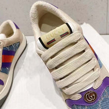 Load image into Gallery viewer, Gucci Unisex Screener Sneaker Purple Red Web Cream Scrap Less Leather