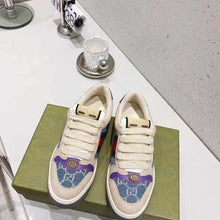 Load image into Gallery viewer, Gucci Unisex Screener Sneaker Purple Red Web Cream Scrap Less Leather