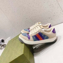 Load image into Gallery viewer, Gucci Unisex Screener Sneaker Purple Red Web Cream Scrap Less Leather