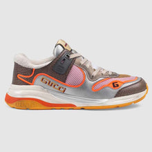 Load image into Gallery viewer, Gucci Unisex Ultrapace Sneaker with Embroidered Gucci and Interlocking G in Metallic Leather-Grey