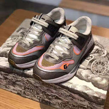 Load image into Gallery viewer, Gucci Unisex Ultrapace Sneaker with Embroidered Gucci and Interlocking G in Metallic Leather-Grey