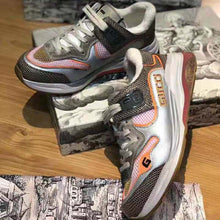 Load image into Gallery viewer, Gucci Unisex Ultrapace Sneaker with Embroidered Gucci and Interlocking G in Metallic Leather-Grey