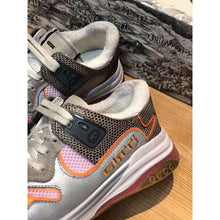 Load image into Gallery viewer, Gucci Unisex Ultrapace Sneaker with Embroidered Gucci and Interlocking G in Metallic Leather-Grey