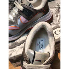 Load image into Gallery viewer, Gucci Unisex Ultrapace Sneaker with Embroidered Gucci and Interlocking G in Metallic Leather-Grey