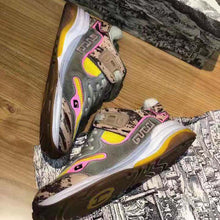 Load image into Gallery viewer, Gucci Unisex Ultrapace Sneaker with Embroidered Gucci and Interlocking G in Metallic Leather-Pink