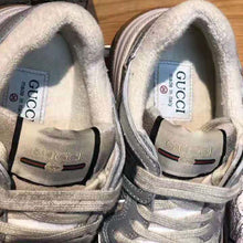 Load image into Gallery viewer, Gucci Unisex Ultrapace Sneaker with Embroidered Gucci and Interlocking G in Metallic Leather-Silver