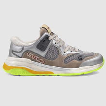 Load image into Gallery viewer, Gucci Unisex Ultrapace Sneaker with Embroidered Gucci and Interlocking G in Metallic Leather-Silver