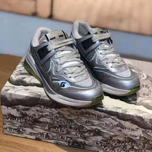 Load image into Gallery viewer, Gucci Unisex Ultrapace Sneaker with Embroidered Gucci and Interlocking G in Metallic Leather-Silver