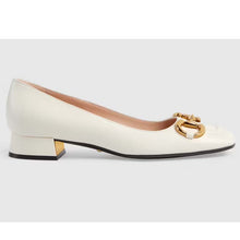 Load image into Gallery viewer, Gucci Unisex Women Ballet Flat Horsebit White Leather Low 2.5 cm Heel