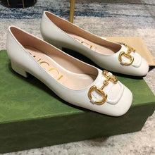 Load image into Gallery viewer, Gucci Unisex Women Ballet Flat Horsebit White Leather Low 2.5 cm Heel