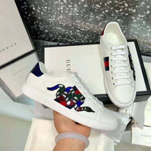 Load image into Gallery viewer, Gucci Women Ace Embroidered Sneaker with Crystal Kingsnake-White