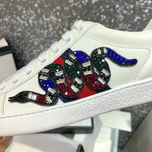 Load image into Gallery viewer, Gucci Women Ace Embroidered Sneaker with Crystal Kingsnake-White