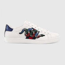 Load image into Gallery viewer, Gucci Women Ace Embroidered Sneaker with Crystal Kingsnake-White