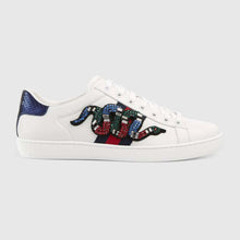 Load image into Gallery viewer, Gucci Women Ace Embroidered Sneaker with Crystal Kingsnake-White