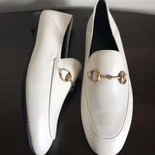 Load image into Gallery viewer, Gucci Women Brixton Leather Horsebit Loafer-White