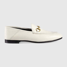 Load image into Gallery viewer, Gucci Women Brixton Leather Horsebit Loafer-White