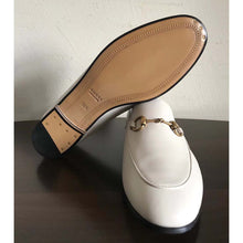 Load image into Gallery viewer, Gucci Women Brixton Leather Horsebit Loafer-White