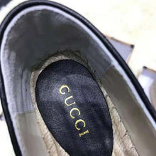 Load image into Gallery viewer, Gucci Women Chevron Leather Espadrille with Double G in 5.1 cm Height-Black