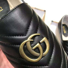 Load image into Gallery viewer, Gucci Women Chevron Leather Espadrille with Double G in 5.1 cm Height-Black