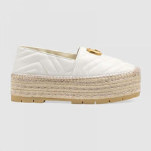 Load image into Gallery viewer, Gucci Women Chevron Leather Espadrille with Double G in 5.1 cm Height-White