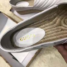 Load image into Gallery viewer, Gucci Women Chevron Leather Espadrille with Double G in 5.1 cm Height-White