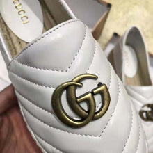 Load image into Gallery viewer, Gucci Women Chevron Leather Espadrille with Double G in 5.1 cm Height-White