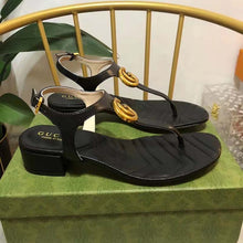 Load image into Gallery viewer, Gucci Women Double G Sandal Black Leather Double G 4.6 cm Heel