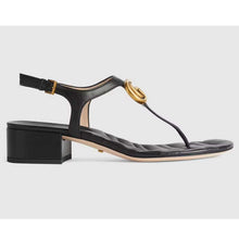 Load image into Gallery viewer, Gucci Women Double G Sandal Black Leather Double G 4.6 cm Heel