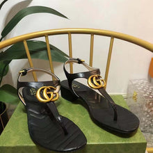 Load image into Gallery viewer, Gucci Women Double G Sandal Black Leather Double G 4.6 cm Heel
