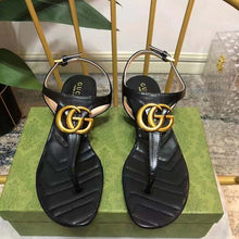 Load image into Gallery viewer, Gucci Women Double G Sandal Black Leather Double G 4.6 cm Heel