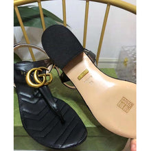Load image into Gallery viewer, Gucci Women Double G Sandal Black Leather Double G 4.6 cm Heel