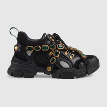 Load image into Gallery viewer, Gucci Women Flashtrek Sneaker with Removable Crystals 5.6cm Height-Black