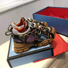 Load image into Gallery viewer, Gucci Women Flashtrek Sneaker with Removable Crystals 5.6cm Height-Brown