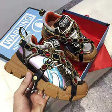 Load image into Gallery viewer, Gucci Women Flashtrek Sneaker with Removable Crystals 5.6cm Height-Brown
