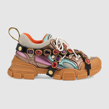 Load image into Gallery viewer, Gucci Women Flashtrek Sneaker with Removable Crystals 5.6cm Height-Brown