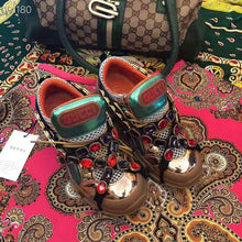 Load image into Gallery viewer, Gucci Women Flashtrek Sneaker with Removable Crystals 5.6cm Height-Brown