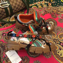 Load image into Gallery viewer, Gucci Women Flashtrek Sneaker with Removable Crystals 5.6cm Height-Brown