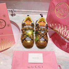 Load image into Gallery viewer, Gucci Women Flashtrek Sneaker with Removable Crystals 5.6cm Height-Gold