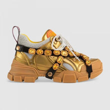 Load image into Gallery viewer, Gucci Women Flashtrek Sneaker with Removable Crystals 5.6cm Height-Gold